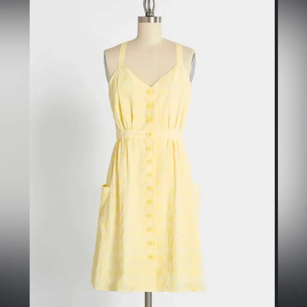 NWT Modcloth Pastel Yellow Everyday Vacay Dress Sleeveless w  Pockets 14 XL - Picture 2 of 8